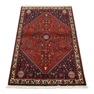 Abadeh Rug 3’7” X 5’3” Red Wool Vintage Tribal Hand-Knotted Oriental Carpet