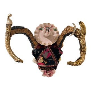 Mixed Media Skull Wall Sculpture Titled Giving Sweet For Sale