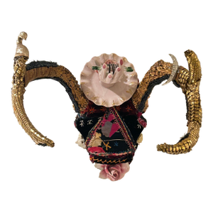 Mixed Media Skull Wall Sculpture Titled Giving Sweet