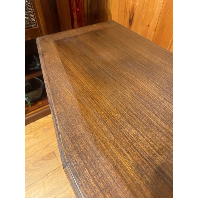 1960s American MCM Walnut Spanish Style Buffet With Pillow Tufted Facade For Sale - Image 10 of 12