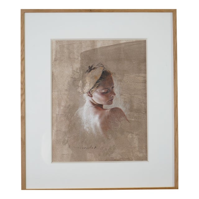 Nathalie Picoulet, Femme Au Bandeau 1 Pastel Portrait, 2000s, Pastel & Oak & Paper, Framed For Sale