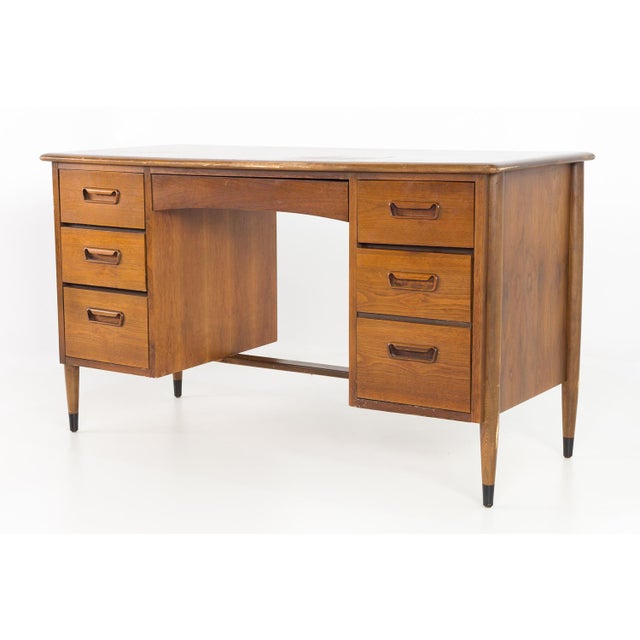 Lane Acclaim Mid Century 2 Sided Walnut 7 Drawer Executive Desk Chairish
