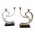 Two 1970 Mid-Century Modern Black and Clear Lucite and Brass French Candlesticks For Sale