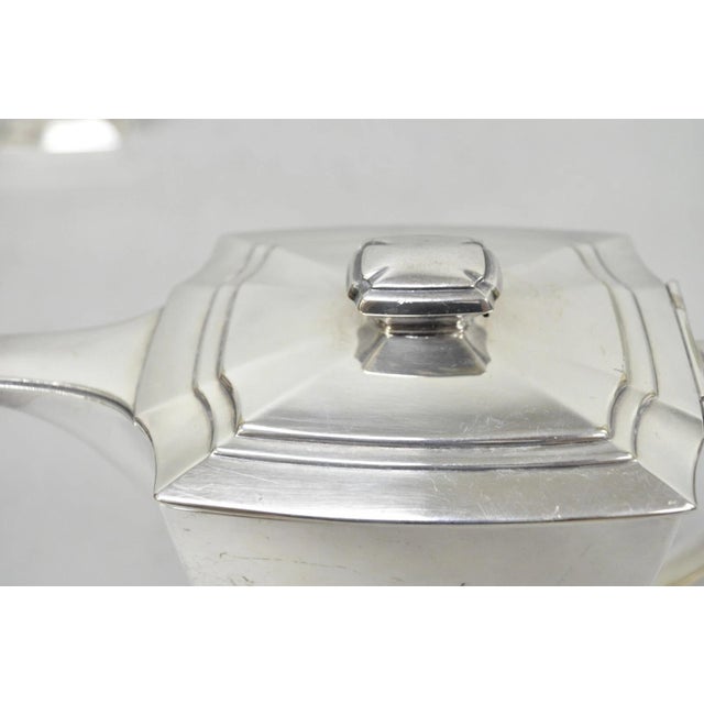 Silver Antique 1847 Rogers Bros "Legacy" Art Deco Silver Plated Tea Set - 3 Pc Set For Sale - Image 8 of 18