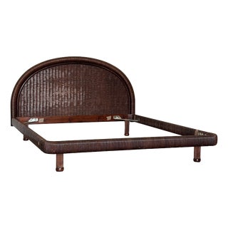 Roberti Rattan Double Bed, 1970s For Sale