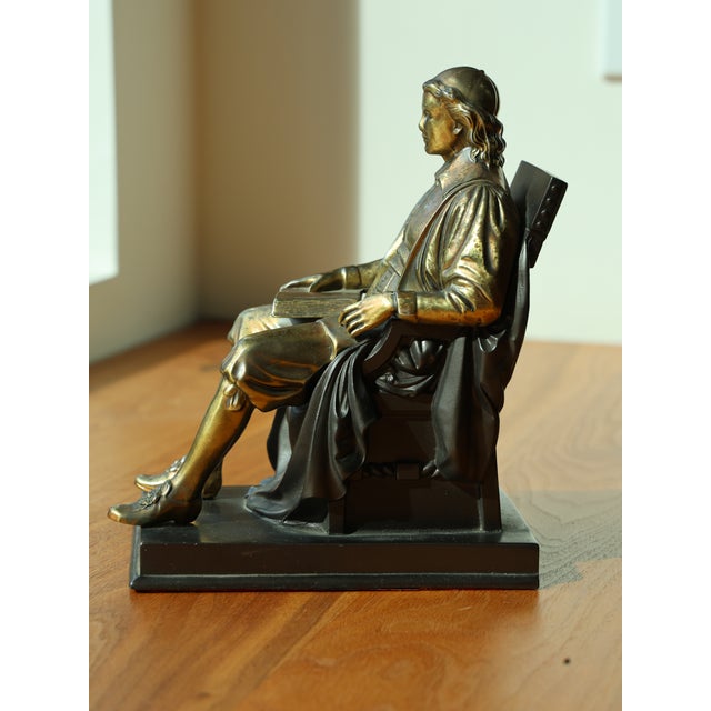 Bronze Antique Pair of John Harvard Bronzed Bookends After Daniel Chester French For Sale - Image 8 of 12