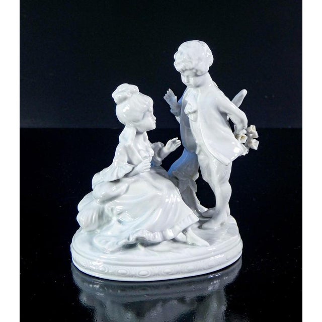 Porcelain Young Couple Sculpture from Capodimonte For Sale - Image 9 of 16