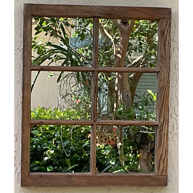 Vintage Rustic Wood Window Pane Wall Mirror Salvaged North Carolina Mountain For Sale - Image 13 of 13