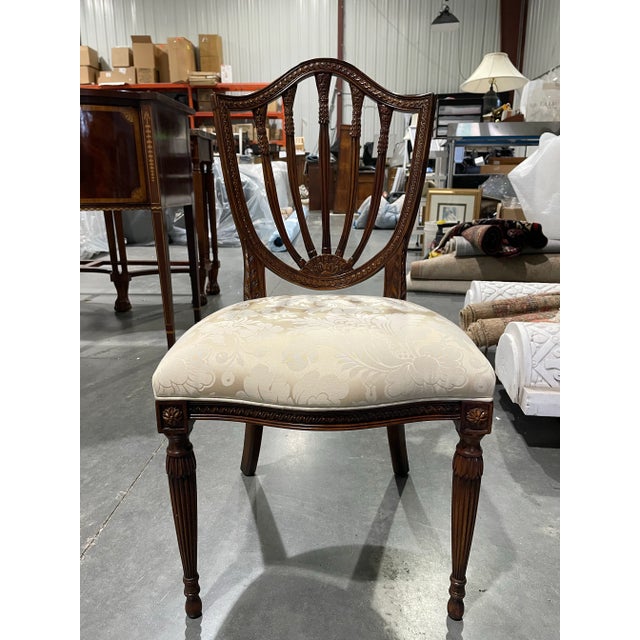 Hepplewhite Late 20th Century Set of 4 Theodore Alexander Hepplewhite Shield Back Dining Chairs For Sale - Image 3 of 10
