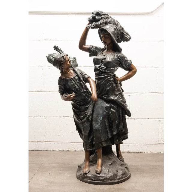 Figurative Large Antique French Bronze Sculpture “Return From the Harvest” Attributed to Mathurin Moreau For Sale - Image 3 of 12