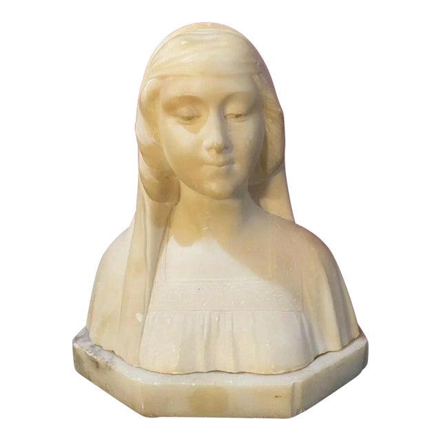 Antique Victorian Alabaster Statue Sculpture of Young Woman 19th Century For Sale