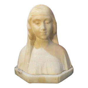 Antique Victorian Alabaster Statue Sculpture of Young Woman 19th Century