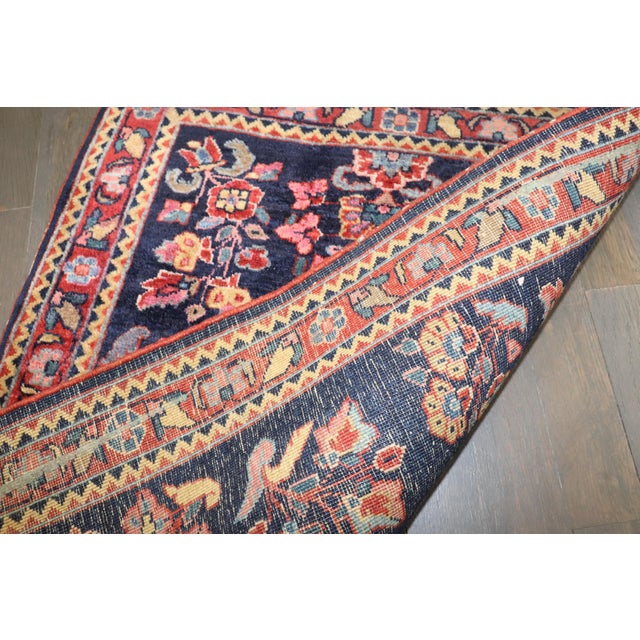 Zabihi Collection Navy Sarouk Mini Rug For Sale In New York - Image 6 of 6