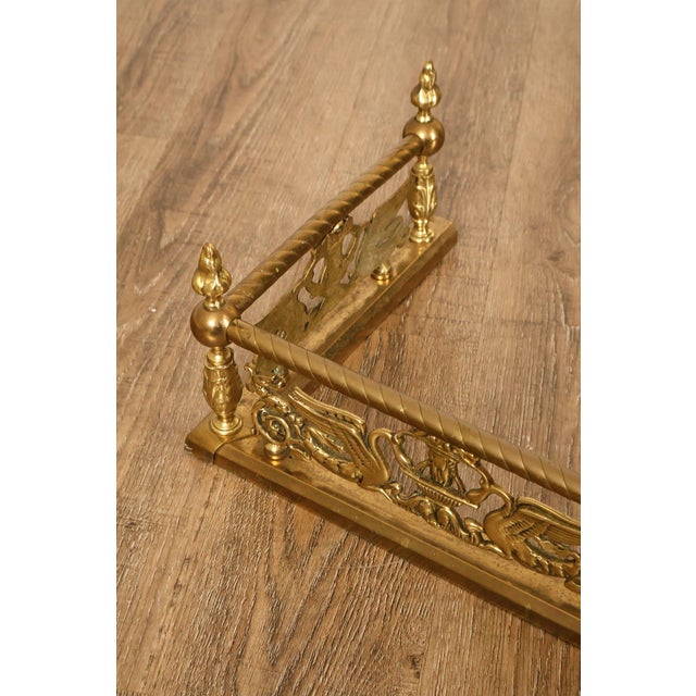 Late 20th Century Neoclassical Style Brass Fireplace Fender For Sale - Image 5 of 18