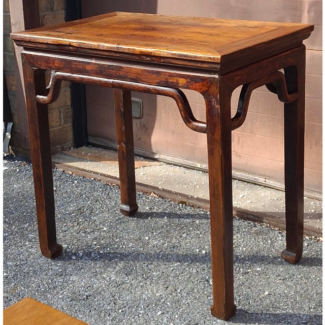 19th Century Chinese Ming Style Qing Elm Wood ParlorTable For Sale - Image 4 of 9