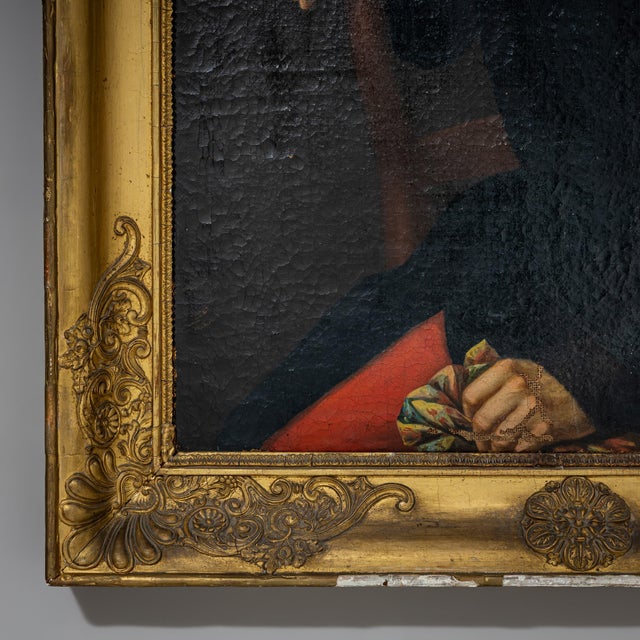 Black Biedermeier Artist, Portrait of a Young Man, Early 19th Century, Oil on Canvas For Sale - Image 8 of 12