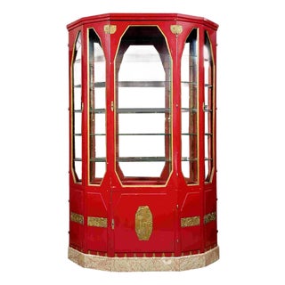 Vintage Art Deco Bookcase in Lacquered Wood and Gilt Bronze, 1920s For Sale