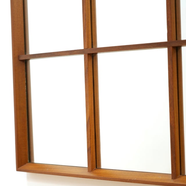Large Mid Century Teak Panel Wall Mirror For Sale In Los Angeles - Image 6 of 8