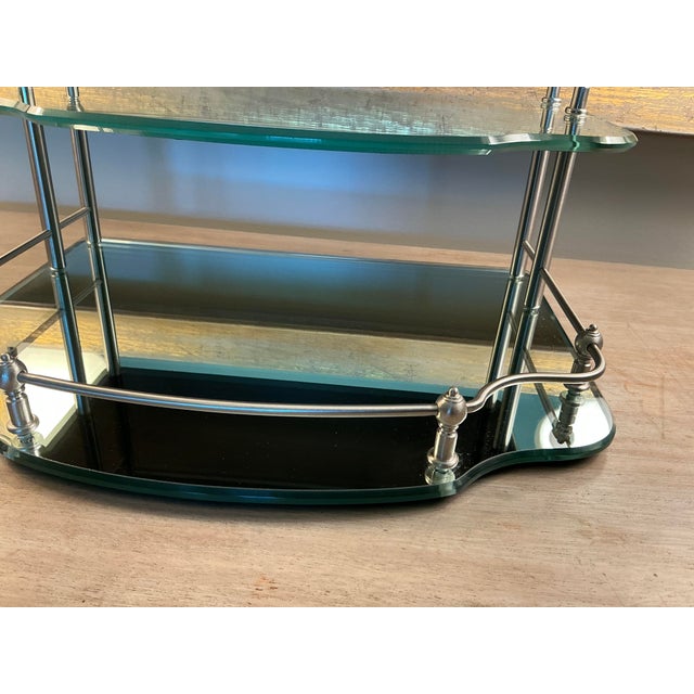 Mid-Century Modern 1980s Two Tiered Mirror and Chrome Vanity Tray Table For Sale - Image 3 of 7