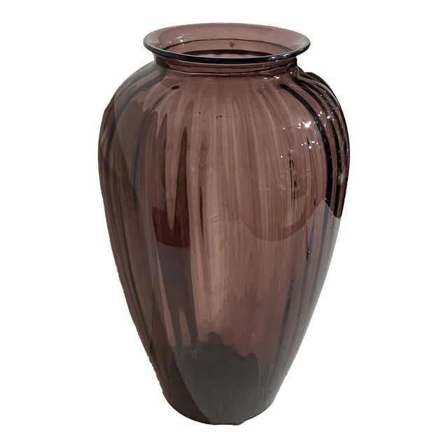 Vintage Amethyst Color European Art Glass Vase For Sale