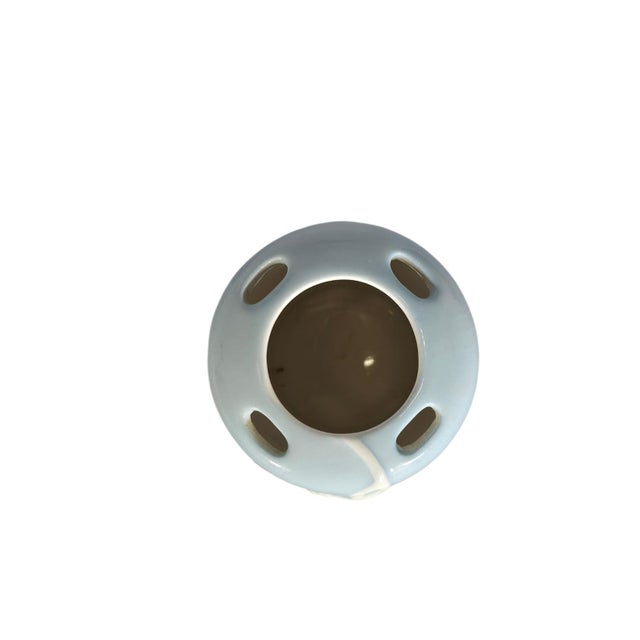 Posy Vase and Lidded Bowl with Applied White Relief Flowers from Seyei Fine China, Japan, 1970, Set of 2 For Sale - Image 4 of 10