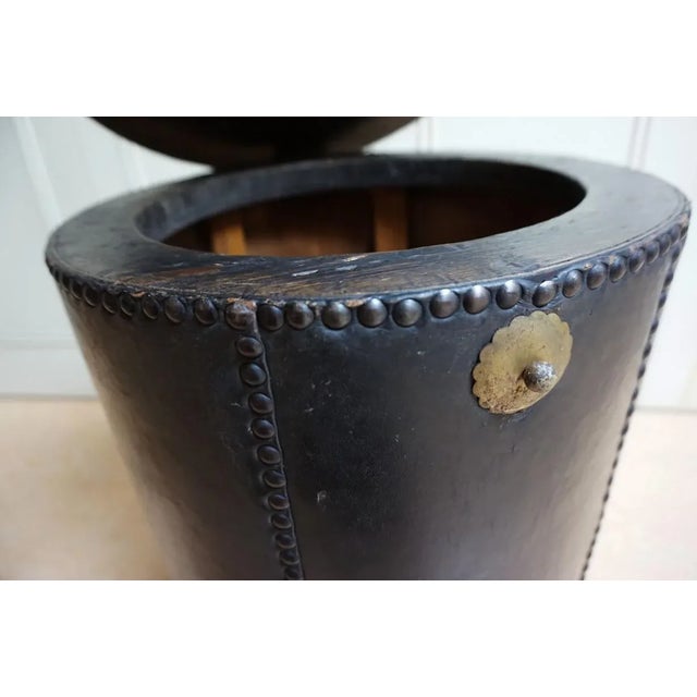 Antique Leather Ottoman For Sale - Image 5 of 15