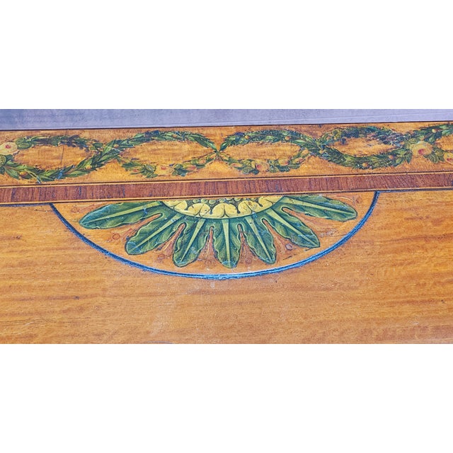 Late 18th Century Pair of George III Floral Wreath Painted Crossbanded Satinwood Demilune Card Tables For Sale - Image 14 of 18