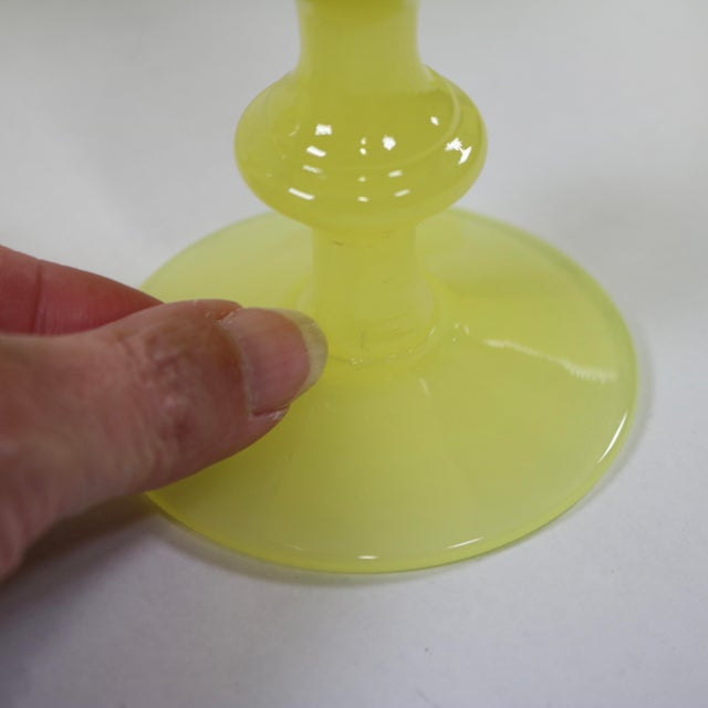 Yellow 1930s Rare French Yellow Opaline Wine Glasses Attributed to Portieux Vallerysthal - Set of 5 For Sale - Image 8 of 10