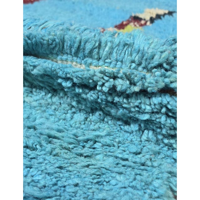 2020s Turquoise Handwoven Berber Wool Rug - 9 X 6.1 Ft For Sale - Image 5 of 9