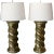 Vintage Bronze Metal Coated Plaster Rope Lamps in the Style of Michael Taylor With Shades - a Pair For Sale