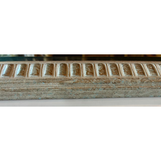 White Gold Embossed Wood Mirror For Sale - Image 9 of 10
