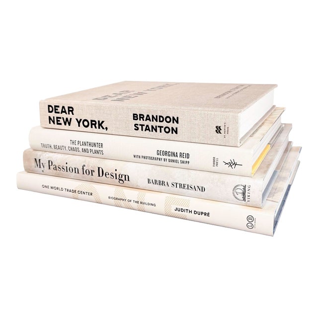 Decorative Books - Beach Coffee Table Stack - 4 Beige Books For Sale