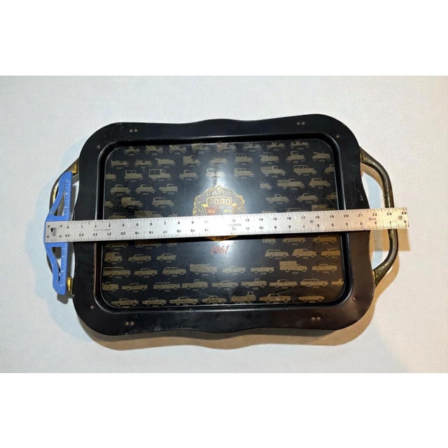 Black Rare Ford 300-500 Club Sales Award Tv Trays, Vintage Ford Dealership Memorabilia, 1960s Automotive Collectible, Vintage Home Decor For Sale - Image 8 of 12