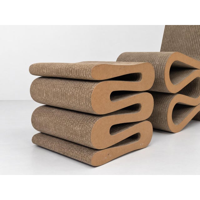 Easy Edges Wiggle Side Chair with Stool by Frank Gehry for Vitra, Set of 2 For Sale - Image 12 of 18