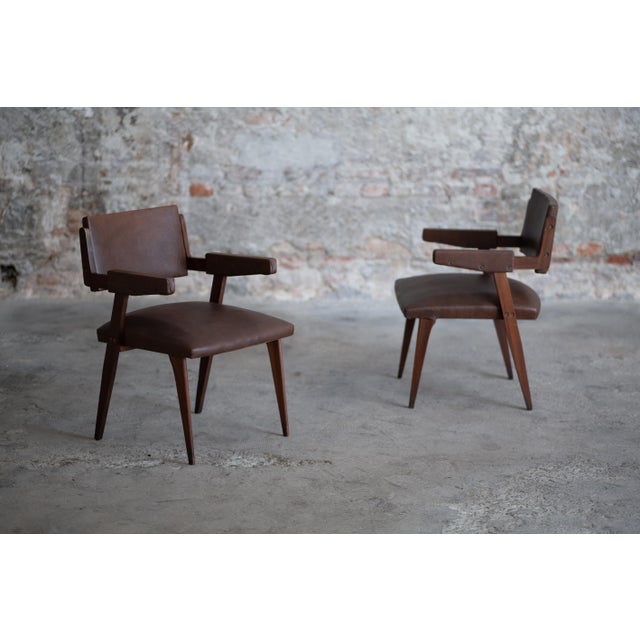 Brown Mid-Century Armchairs, Italy, 1950s, Set of 2 For Sale - Image 8 of 18