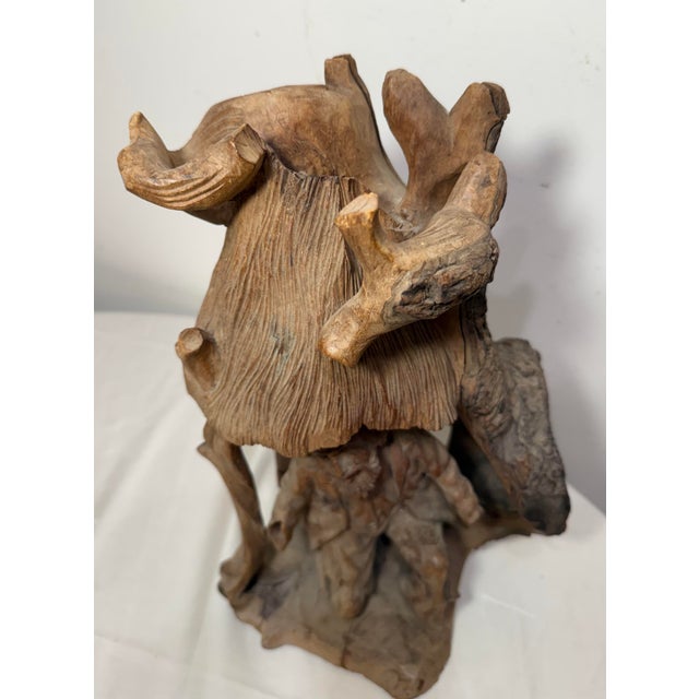 1920s Antique Hand Carved German Tree Trunk Figural Folk Art Sculpture Statue Carving For Sale - Image 5 of 14