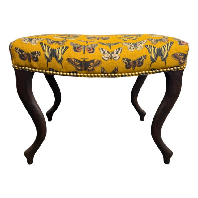 Lee Industries Ottoman Lady Goldenrod Fabric Nailheads For Sale
