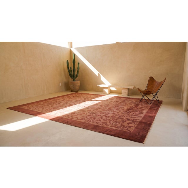 1930s Purple Mauve Foliate Handknotted Wool Carpet Antique Chinese Peking Rug 13' X 16'6" For Sale - Image 9 of 9