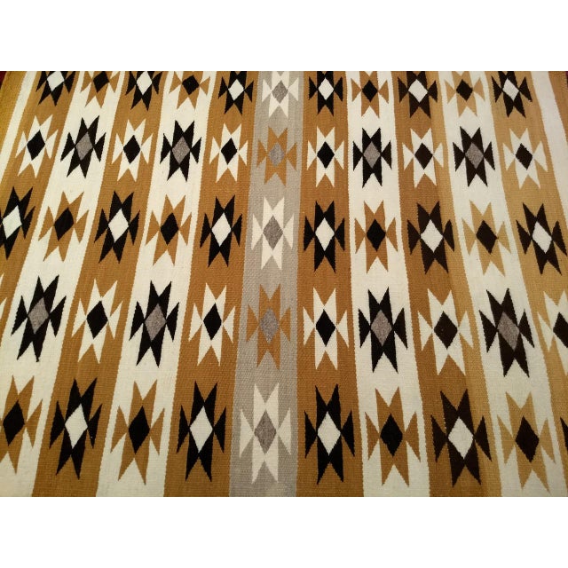 Vintage Native American Navajo Chinle Revival Rug, Wool and Cotton, Banded Geometric Pattern, 4x5 For Sale - Image 9 of 9