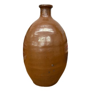 Reddish ClayBrown Sake Bottle Shaped Ceramic Vase For Sale