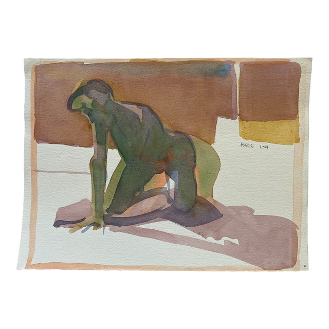 Original Watercolor Painting of a Male Nude by Jon Hall 2001 For Sale