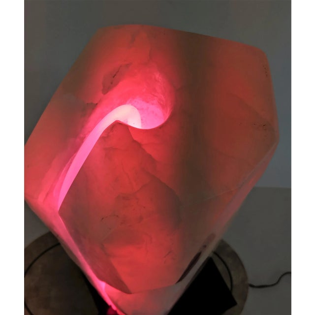 Alabaster 1980s Joel Shapses Large Crystal Alabaster and Neon Sculpture For Sale - Image 8 of 13