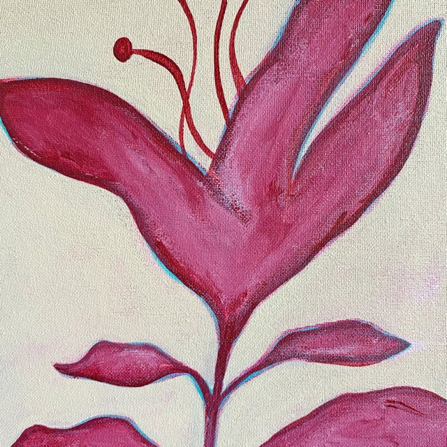 2020s Original Framed Acrylic Botanical Painting, Organic Boho Art Floral Wall Art by Tatiana Duperault For Sale - Image 5 of 6