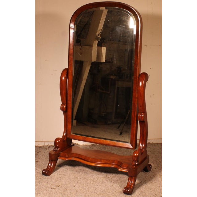 19th Century Mahogany Cheval Mirror For Sale - Image 5 of 11