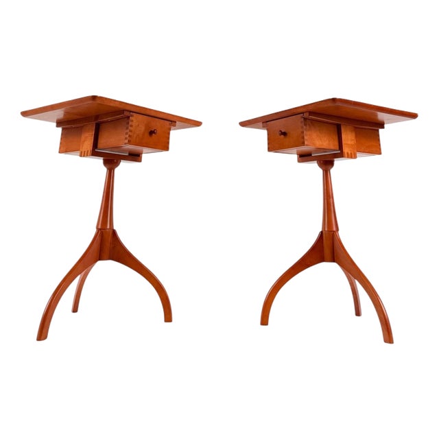Side Tables in Cherry Wood by De Padova, 1980s, Set of 2 For Sale
