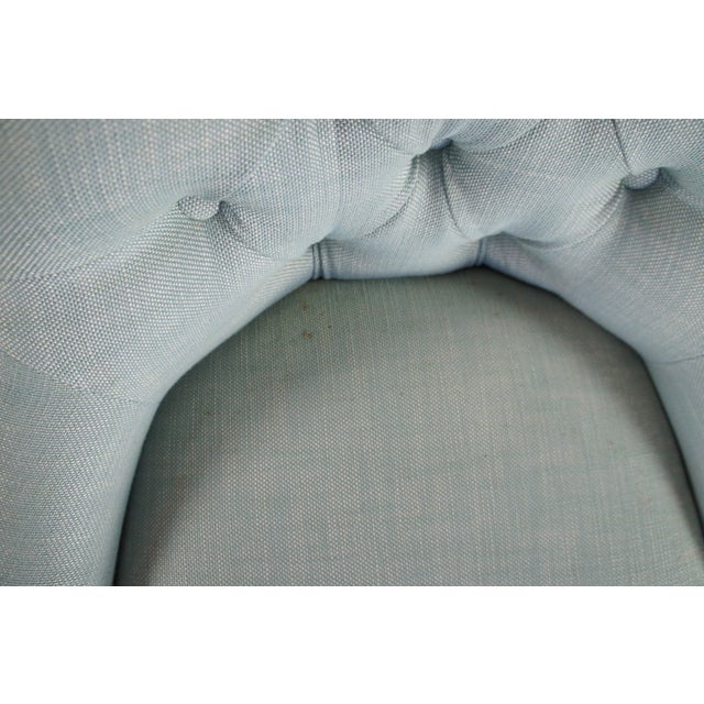 3 Restoration Hardware Rh Martine Tufted Blue Bar Counter Stools 42" For Sale - Image 12 of 14