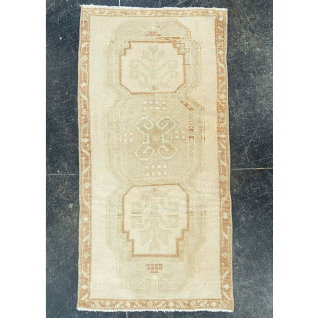 Tan Turkish Mini Rug Oriental Hand Knotted Vintage Rug 1'8" x 3'3" #20762 For Sale - Image 8 of 8