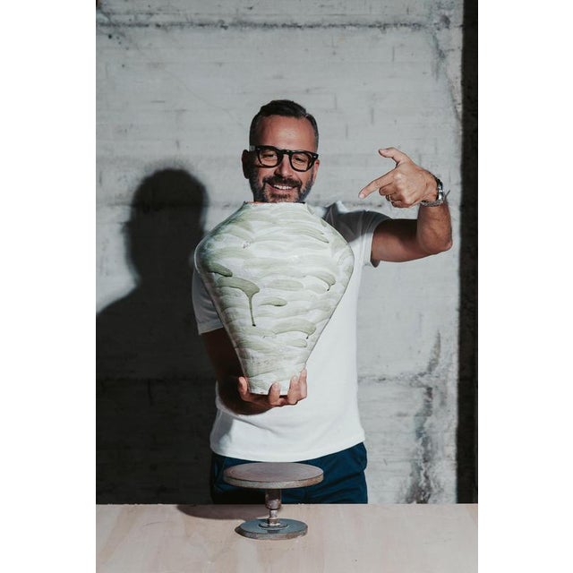 Essence of Form Brushstroke Cobalt Blue Handcrafted Vase by Onofrio Acone For Sale - Image 6 of 10