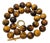 Vintage Carved Tiger's Eye Necklace, Large Carved Natural Tiger Eye Beads, Sterling Silver Gold-Plated Clasp, Statement Necklace For Sale
