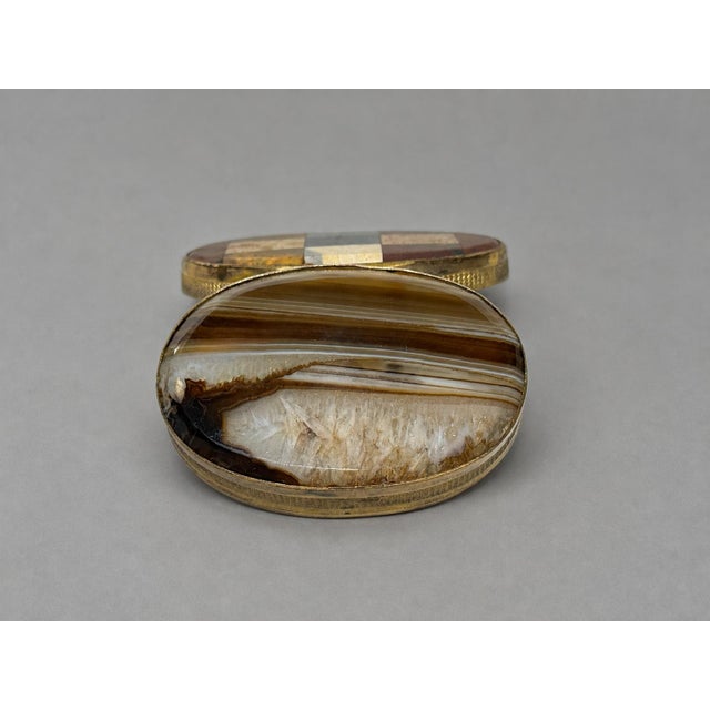 Antique Scottish Hardstone and Gilt Brass Oval Snuff Box C. 1880 For Sale - Image 9 of 9